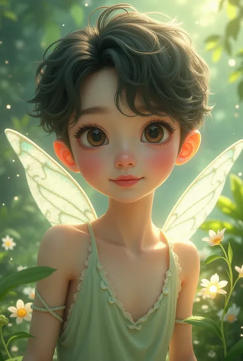 Generate an image of a fairy man like those in Tinkerbell with the face of KIM SUNOO from the kpop group ENHYPEN