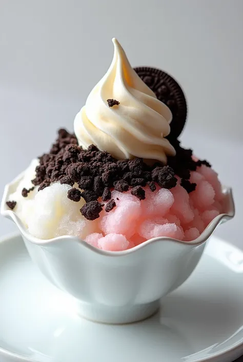 bingsu with oreo top on add scoop ice cream 