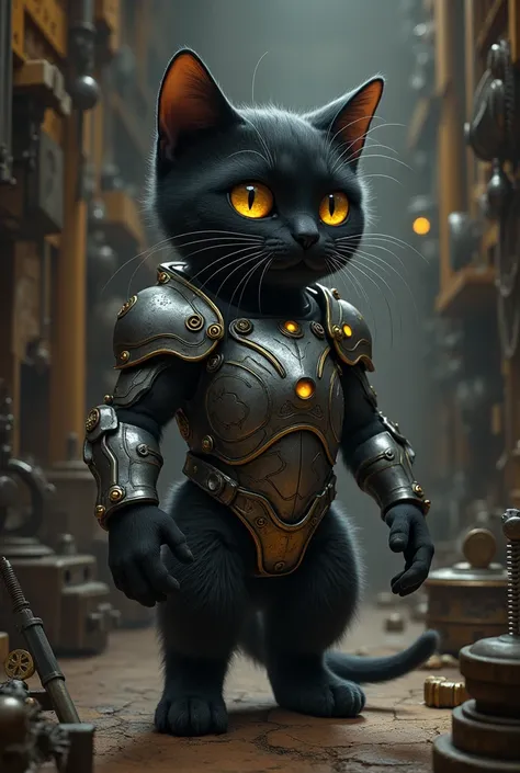 black cat makes himself a silver iron suit 