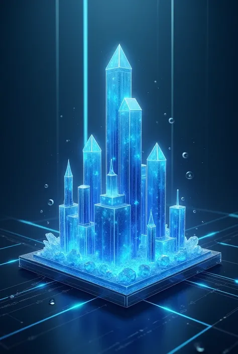  Logo for a company , that has a building in the form of crystals combined with a laboratory image