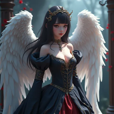 this is an image of a angel in a costume of a princess, an ambient occlusion render, inspired by Anne Stokes, gothic art, 2. 5 d cgi anime fantasy artwork, realistic anime 3 d style, 3 d anime realistic, anime 3 d art, anime vfx