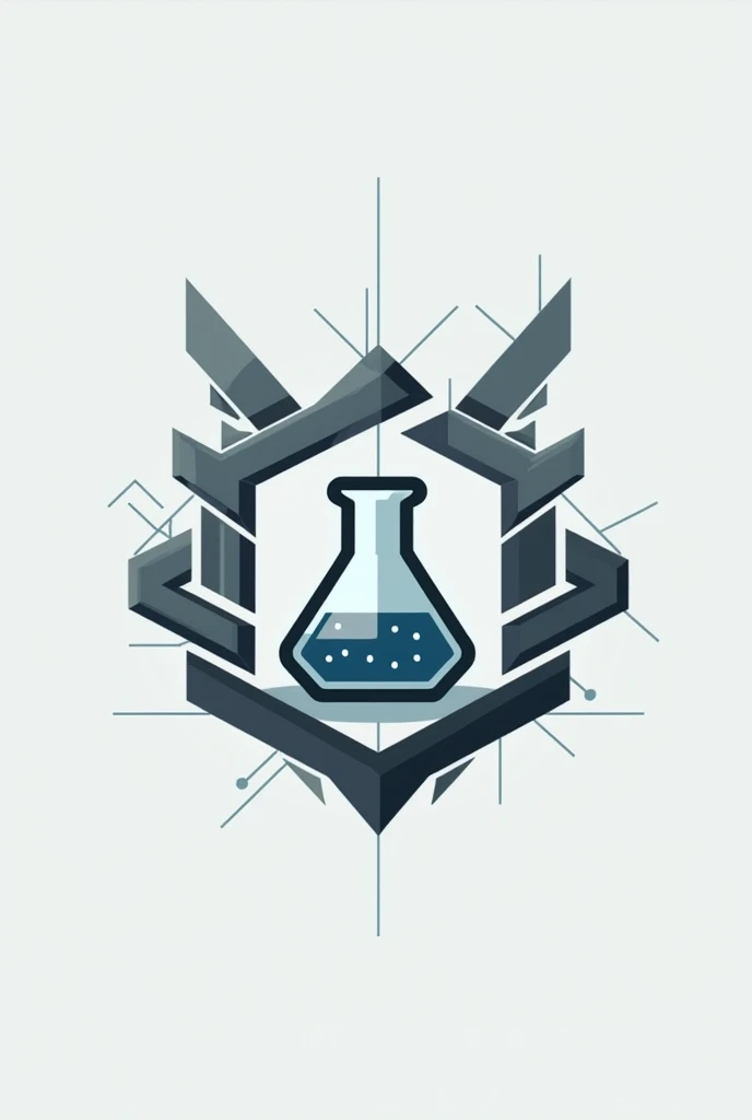 Laboratory symbol combined with construction symbol for a company logo called Los Cristales 