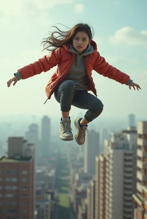 ((photo realistic)), (masterpiece), best quality, high quality, extremely detailed, 
Intricate details, Subtle details, Intricate details, 

Parkour girl,
jumping from building to building,
gorgeous aerial posture,
jumping with all their might,
plain backg...