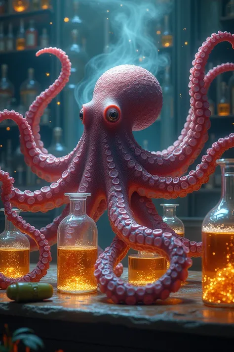 Distillation of essential oil of octopus
