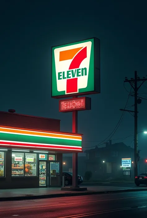 realistic 7/11 sign at night