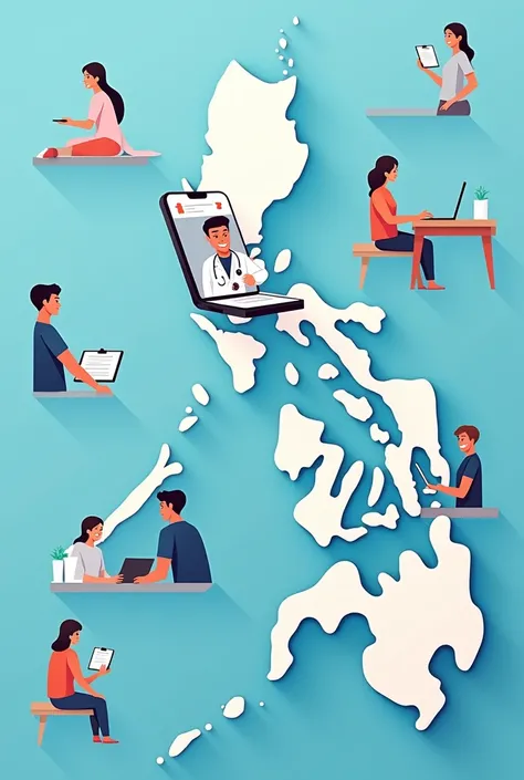 •Affordable Care, Everywhere
•No Matter Where You Are, Were Just a Call Away.

 poster with  scenarios in different regions of philippines having an illness that can be teleconsult by Konsult MD  DOCTOR popping up at the center with a phone and doctor comi...