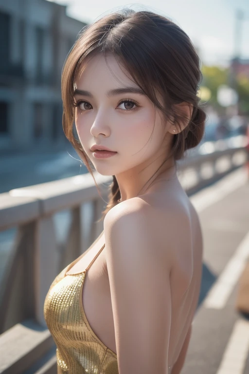 8k,  best quality,   Masterpiece ,  super high resolution, ( realism: 1.4), Original photo, ( realistic skin texture : 1.3), ( Film Grain: 1.3), 1 girl , Beautiful Face Details,   Masterpiece ,  best quality, Top Body High Quality Photo Stretched ,lora1,