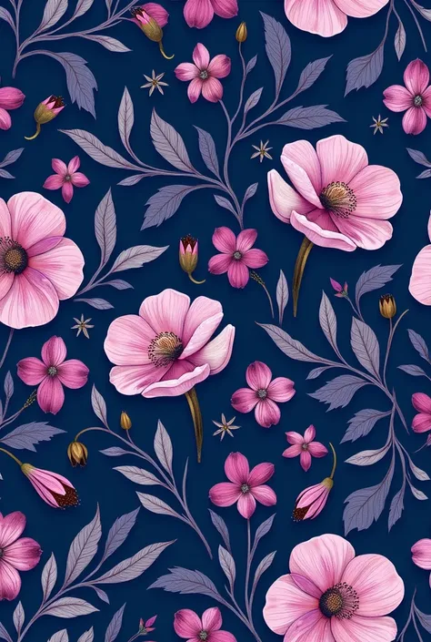 Floral navy blue print add purple 