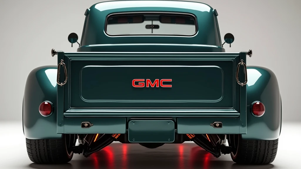 Generate a same image of GMC vintage pickup background same yehi futuristic ho attractive shiney image bnaa do