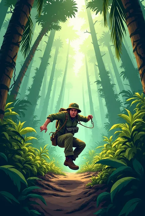 a poachers fell down , in the jungle cartoon