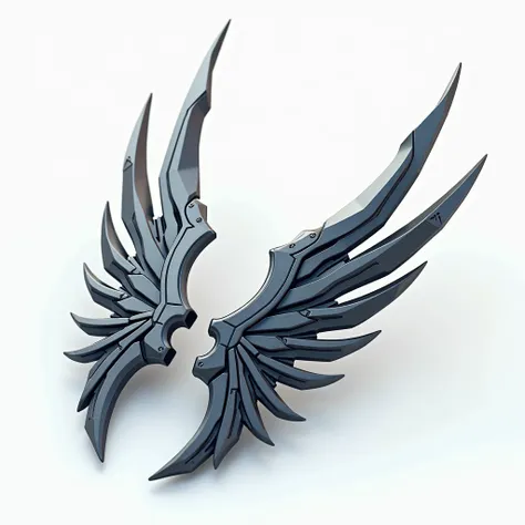 game asset sprite design, isolated with white background，isometric view, unreal engine 3d rendering， Mechanical wings insignia of metal，different colors Brushed super alloy aluminum texture，hyper lighting，insane details，cyberpunk vibe