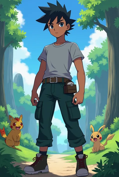 A black-haired boy who trains Pokémon aged 15