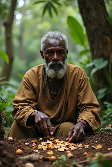 Homme noir Medicine par les Ecorses et plants 