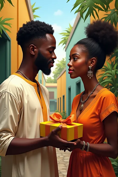 A Nigeria guy offering a beautiful girl gift