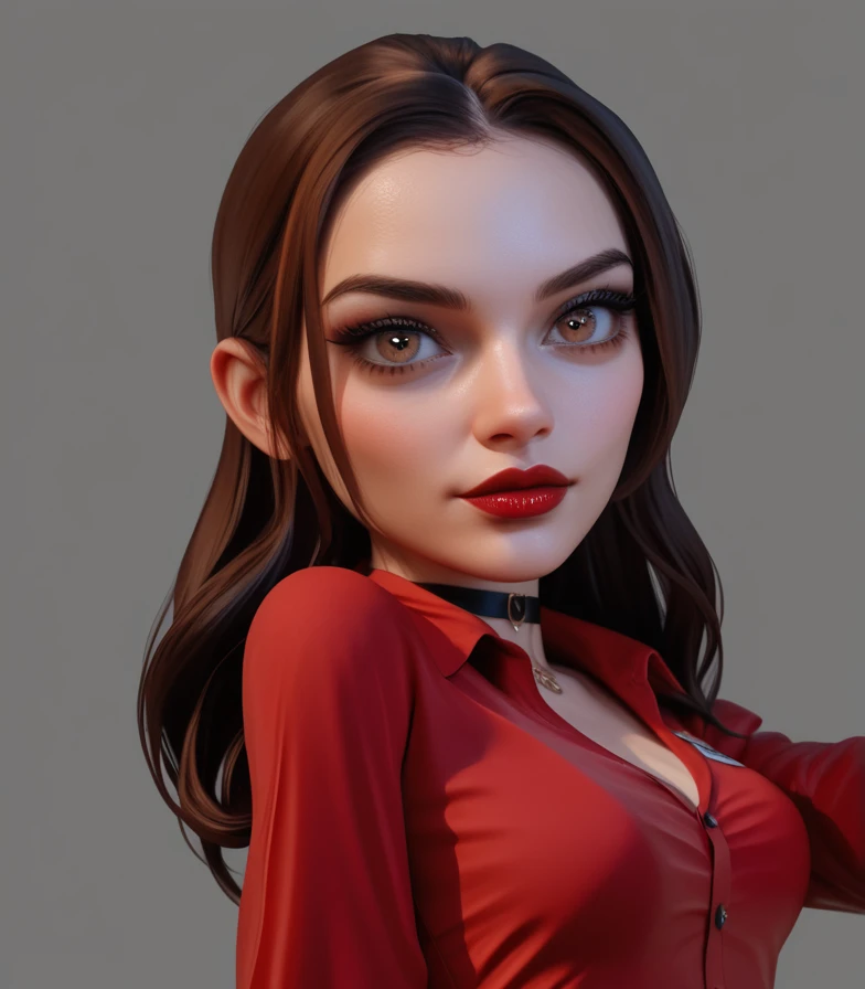 A charming gangster woman with long hair， Italian mafia image ，Female agent image ，Cold， European and American looking woman ，More hair details， realistic hair texture， brown hair ，Shoulder-length hair，Charming eyes，Evil， enchanting look ，Slender eyes ，Bro...