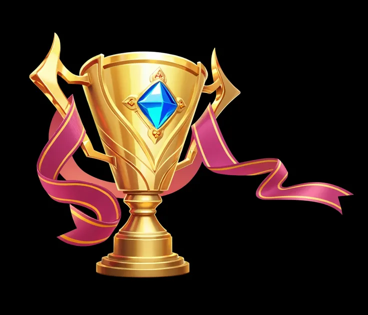 1 rare metal trophy ，gold，（ metallic finish ：1.2）， embellished with a blue jewel inlay，Watercolor Art，Gradient Color， detailed details，（masterpiece：1.2）， Cinematic Quality ， Best quality,  Ultra HD,8k， dramatic color ，