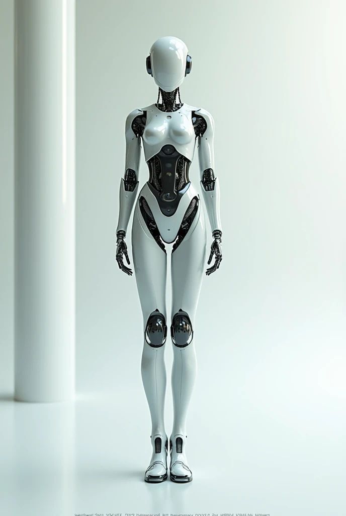 A tall android girl showing her feet 