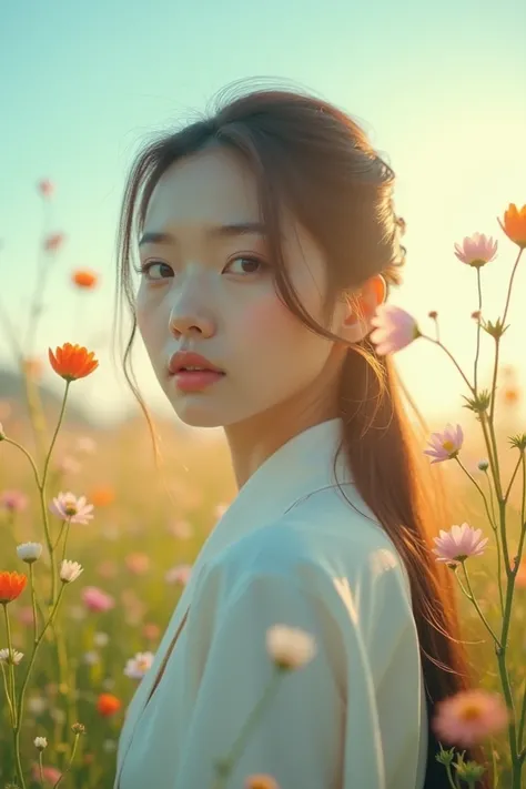  To create a description for the video cover  " Thua Mai Spring About Me "  in frame style 16 :9,  you can imagine a girl with gentle beauty , fervid,  showing a combination of serenity and tenderness in the natural space .  She wears a traditional costume...