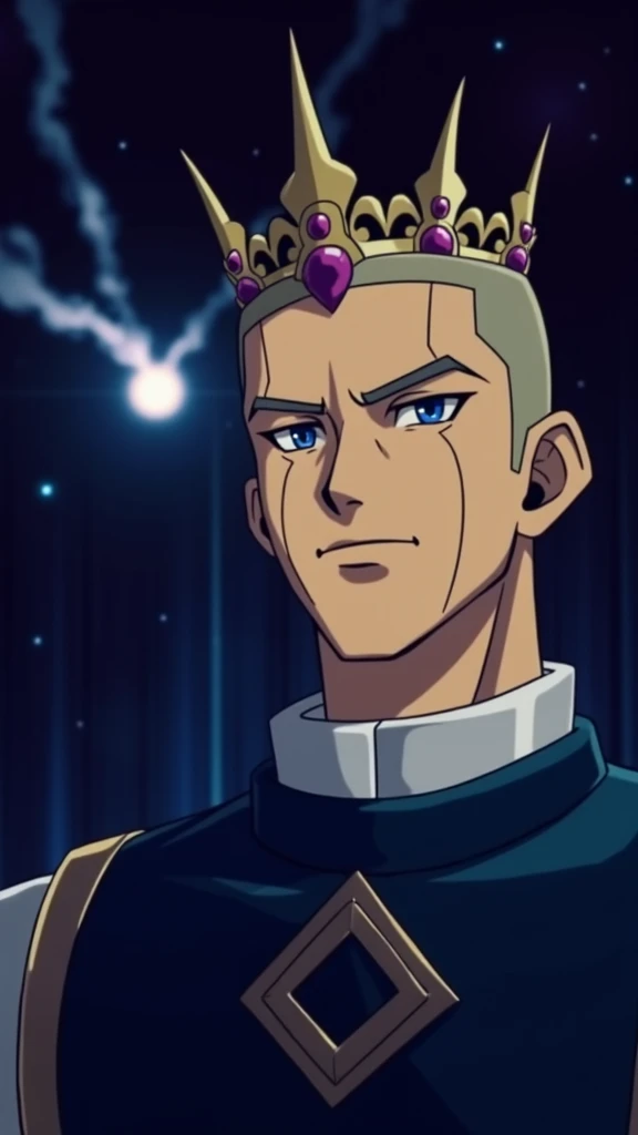 Create me as a king with a crown in Yugioh manga style 