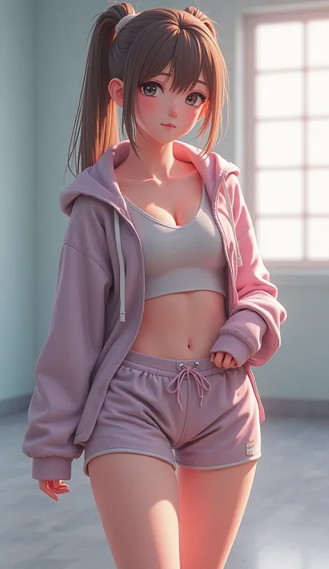 anime: Stylish image of a woman in a sports outfit posing for a photo,  realistic anime style 3 d ,  anime style. 8K, [ Artedigital 4K ]!!,  anime style 4 k,  anime styled 3d,  Detailed Anime Digital Art , trending on cgstation, 3D anime girl,  rendered of...