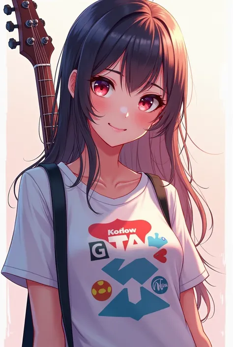 A Pfp For My Youtube and Twitch My twitch and YouTube name is KAGEIV and I want the pfo to be A female anime girl with Guitar on their back and popular games on their shirt 