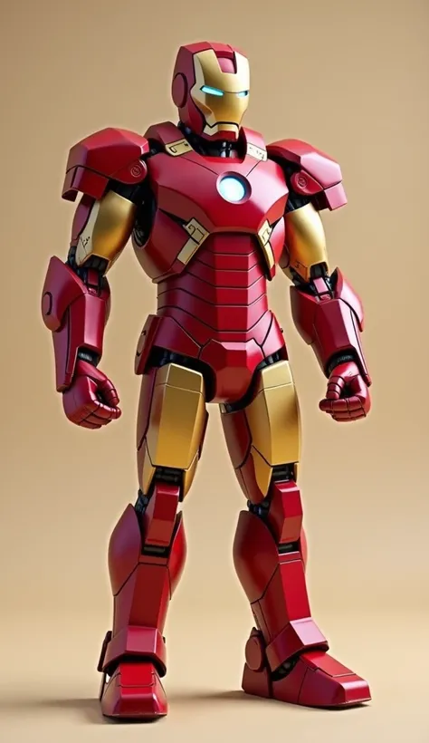  Draw the superhero Ironman made of a square cardboard box in the character&#39;s original color. 