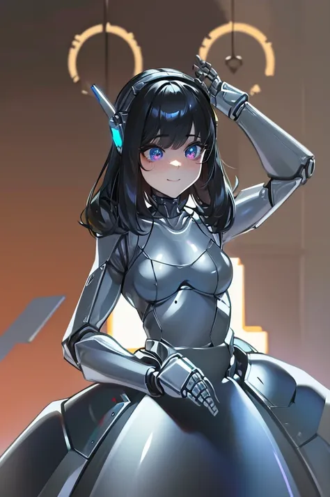 (masterpiece),(Highest quality),(Super detailed),(Best illustrations),(Best Shadow),(Absurd),(Detailed Background),(so beautiful), 16K, 8K, 4K,(Best Shadow),robotization,woman ,big bust,Robot Joint ,Metal skin,Black robot Suit,long hair,a black robot suit ...