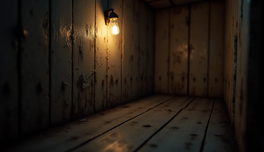 Close view of a wall of a dark small cozy room