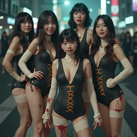 Leggy Pose. Live-Action, Real, (((12 Tiny Girls in rows
, Shibuya Hachiko-mae on Halloween))), ((masterpiece: best quality, photorealistic:1.37)), { (Standing Full Body:1.2)|(from below:1.2) }, { bandaged full body | Cut-off Sailor Uniform }, { bandaged he...