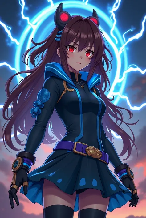 In BOKU NO HERO ACADEMIA base:
NAME: Gabrielly Kayama.
HEROINE NAME: Thunder Dragon.
QUIRK: Half-Dragon with Dark Magic
AGE: .
HEIGHT: 1.55 cm.
GENDER: Female.
SEXUALITY: Straight.

HAIR SIZE: Long.
HAIR COLOR: Brown with blue highlights.
EYE COLOR: Red.

...