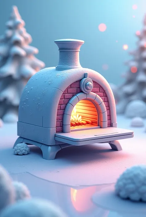 I want a logo for my bakery called “Frosty Oven” with hues and colors of blue pink and white .Make it eye catching beautiful and realistic with an oven as the main illustration 