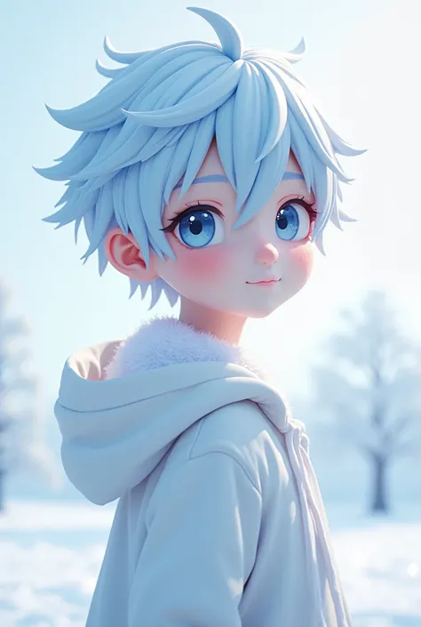  2d hd snow colored anime boy image with name QILZOFCxTATA using 3d text and very cool font