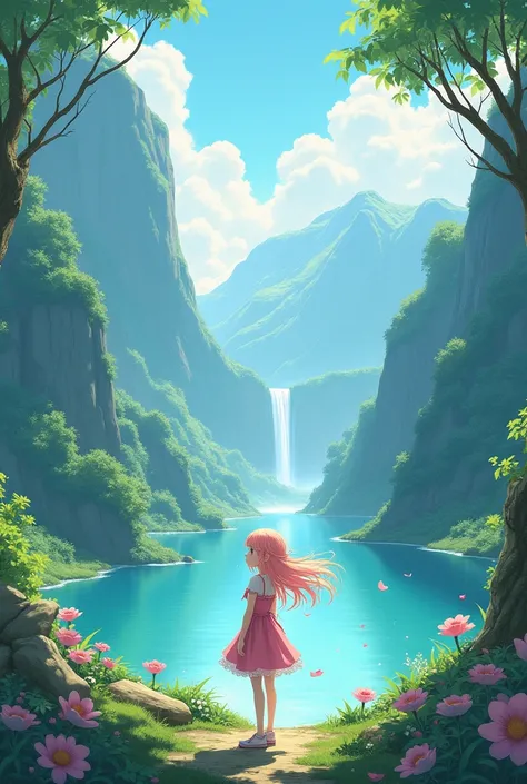 Fantasi anime vibes with one girl and with beatiful place 