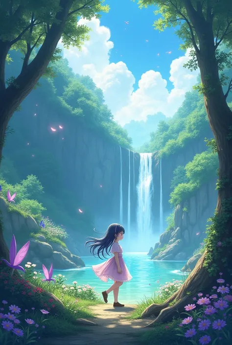 Fantasi anime vibes with one anime girls and with beatiful place 