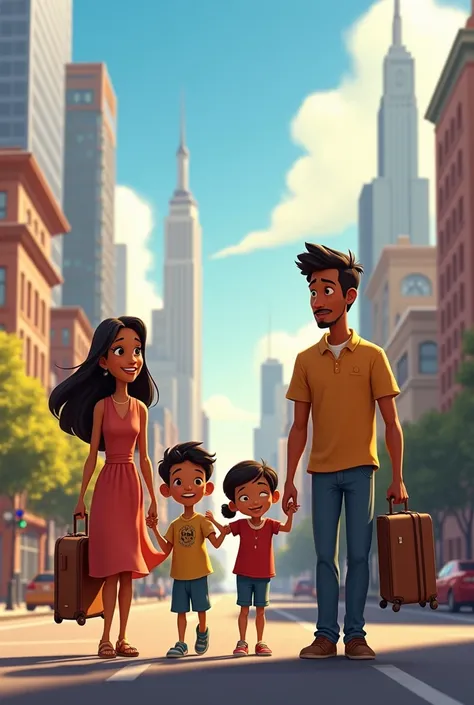 AN ANIMATED DISNEY PIXAR IMAGE THAT REPRESENTS THE EXPERIENCE OF AN IMMIGRANT FAMILY IN A COUNTRY
