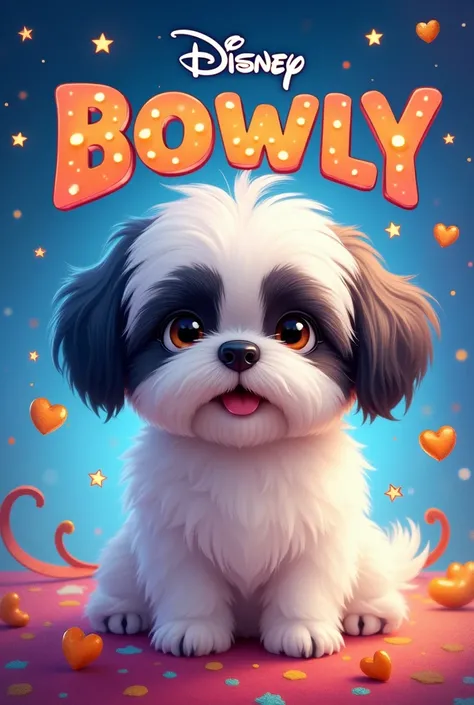 White dog with black face shih tzu on poster of new Disney movie poster a "kawuś "