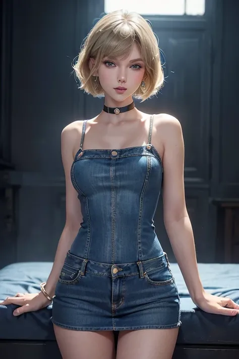 (Cowboy shot:1.2), (Android_18, 18 years old from Dragon Ball Z), (beautiful eyes and detailed face), (face through thigh:1.4), (knee strike:1.2), blonde hair, solo, dama, (beautiful background), :), dynamic angle, blue eyes, bright face, sunlight, (radian...