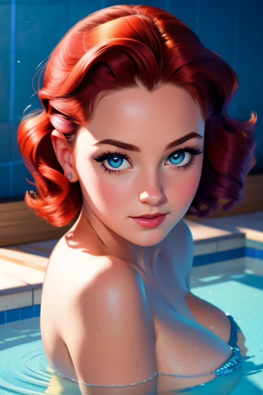 20 years old Girl standing in a river, bathing, washing her body.  Naked, nude,, No Bra, No Panties, medium breast, shining skin, dramatic lighting, pin up style, sexy, surprised, , colorful , masterpieces, illustrated, shining skin, detailed face, Medium ...