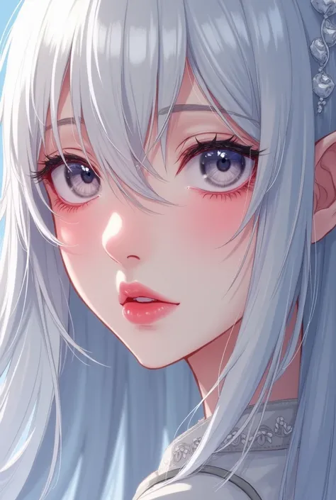 a close up of a woman with long hair and a red lipstick, beautiful character painting, stunning anime face portrait, beautiful anime portrait, beautiful fantasy anime, fantasy art style, perfect white haired girl, girl with white hair, white haired deity, ...