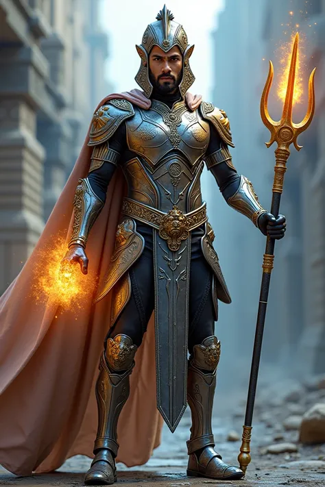 

"An Indian young male superhero inspired by Lord Sarbha, depicted as a modern, armored warrior. He is strikingly handsome, with a fit and muscular physique, exuding confidence and power. His armor is intricately designed, blending traditional Indian moti...