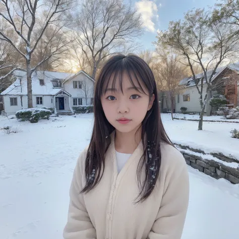 (( software : 1.4)), ( software ,  snowy birches, Old house, Background sun,  1 girl)),  super high resolution, ( realistic : 1.4),  RAW photos ,  best quality, (photo realistic  stick), concentrated, Soft light, ((Age 15)), (( Japanese )), (((Young Face))...