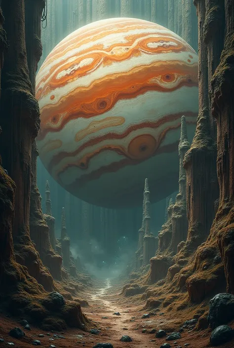 Planet Jupiter in a labyrinth