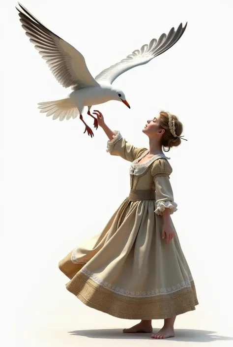 The seagull play 
polina character costume design, periodical, realistic, white background 