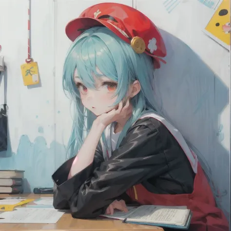 「 ⁉️」  style  , flat anime style shading with a picture of a girl drawn with a pencil on the wall , Kubisi artによるアニメ画,  Pixivs Popular ,   conceptual art  ,  のフラットアニメ style のシェーディング , cute art  style , Soft anime illustrations ,  made in anime painter stud...