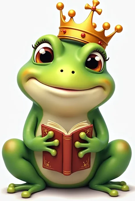 Draw me happy frog in green color with crown and frog hold in hands name GATA BOJANKA