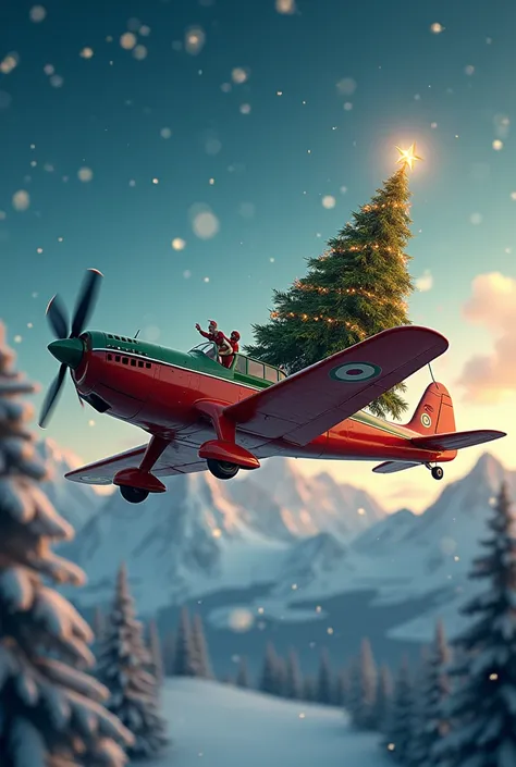 Plane with Christmas tree