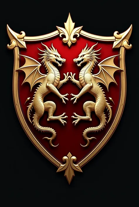  I want a logo with the name of ELITE DRACO ,mediabal shield shape red and gold ,  with two golden dragons inside the shield . 