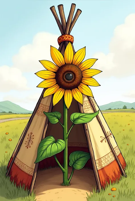 yellow sunflower teepee drawing