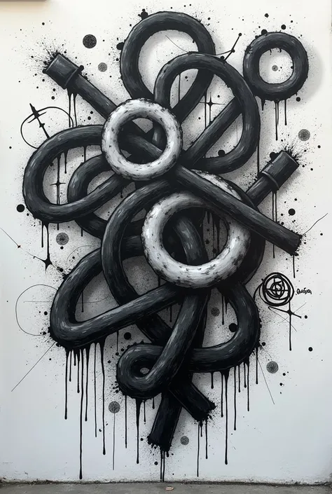 Make a graffiti style mural that represents connections through ties

Do it in black and white