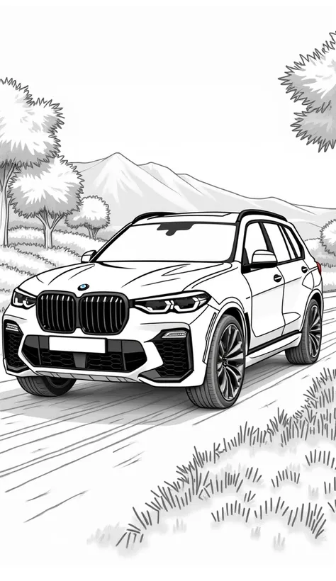 coloring book illustration, BMW X 7